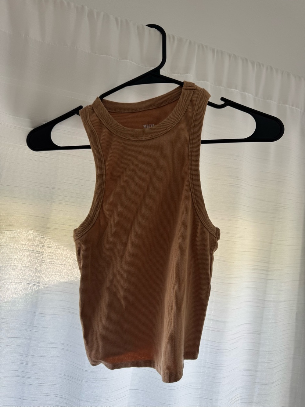 Maeve Ribbed Tank Top in Caramel Brown